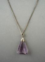 Zilveren hanger met lavendel amethist art deco, Gebruikt, Verzenden, Paars, Met edelsteen