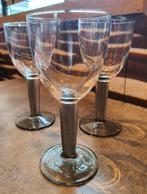 Design wijnglazen met ribbelglas voet – set van 3, Ophalen of Verzenden