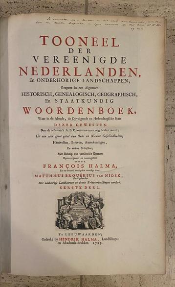 Nederlandsche woordenboeken deel I en II 1725 beschikbaar voor biedingen