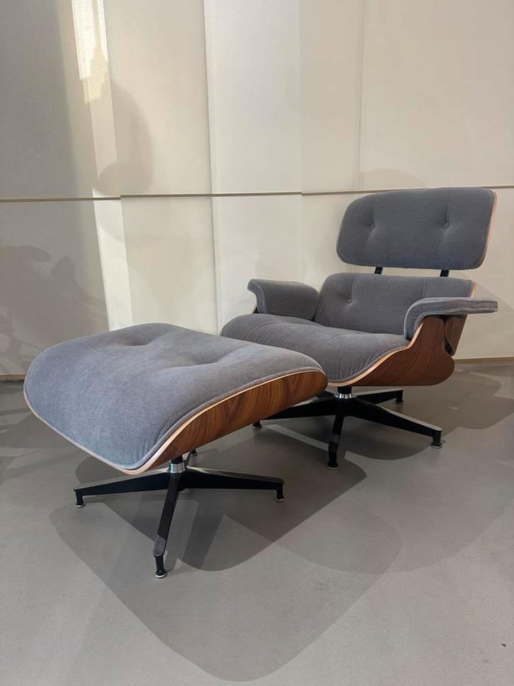 Herman Miller Eames Lounge Chair - Grijs Mohair vitra knoll, Huis en Inrichting, Fauteuils, Zo goed als nieuw, Hout, 75 tot 100 cm