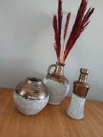 Set van 3 Kruik, Kruik en fles vaas, Overige kleuren, Aardewerk of Porselein, Ophalen of Verzenden, Zo goed als nieuw