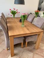 Massief eiken eettafel met 6 stoelen., Ophalen, Gebruikt, 4 tot 6 stoelen