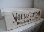 Champagne kist / witte houten krat Moët et Chandon /vintage, Huis en Inrichting, Minder dan 50 cm, Grenenhout, Minder dan 50 cm