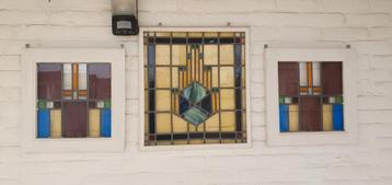 Drie Art Deco Glas-in-lood Ramen beschikbaar voor biedingen