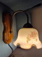 Vintage Wandlamp met Bloemenmotief, Ophalen of Verzenden, Gebruikt, Glas, Vintage