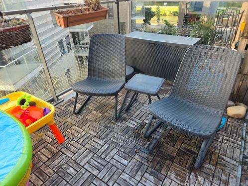 Balkonset - 2 stoelen en bijzettafeltje, Tuin en Terras, Tuinsets en Loungesets, Zo goed als nieuw, Ophalen