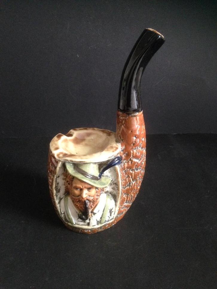 Drankflesje en asbak Afbeelding:Tirolerman pijp rokend , Verzamelen, Merken en Reclamevoorwerpen, Zo goed als nieuw, Gebruiksvoorwerp