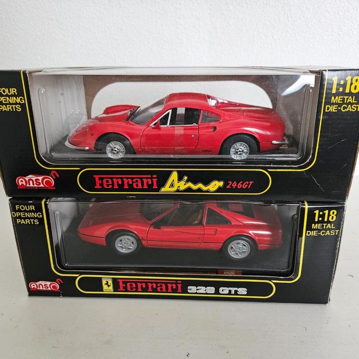 ANSON: 2x FERRARI ( DINO 246 GT en 328 GTS), Hobby en Vrije tijd, Modelauto's | 1:18, Zo goed als nieuw, Auto, Anson, Ophalen of Verzenden