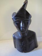 JAVAANSE MAN hardhout borstbeeld hoog 26 cm breed 14 cm  Kar, Ophalen of Verzenden