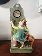 ZELDZAAM MOOIE OUDE KLOK IN TOPSTAAT 43X23 CM OPWIND Uurwerk, Ophalen of Verzenden