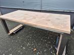 Eiken hexagon eettafel inclusief onderstel UNIEK, Ophalen, Zo goed als nieuw