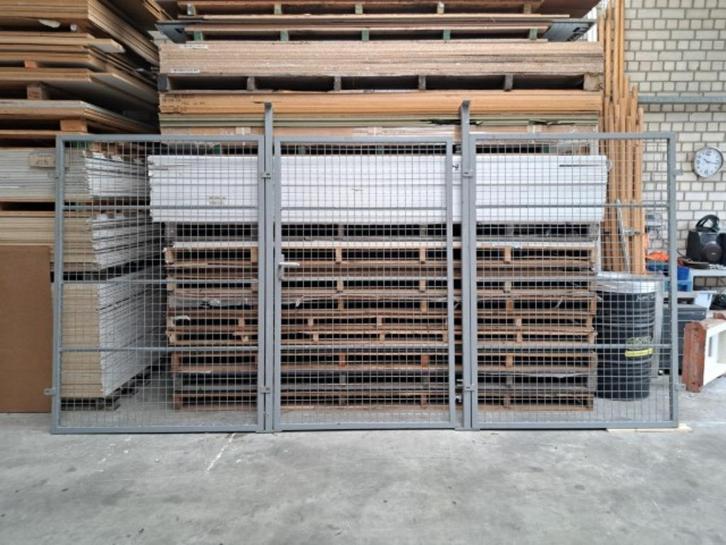 stalen hekwerk met loopdeur 416x198 cm, hek, poort, deur., Tuin en Terras, Tuinpoorten, Gebruikt, Looppoort, IJzer, 150 tot 200 cm