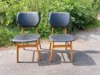 eetkamerstoelen jaren 60/70 vintage retro zwart imitatieleer, Gebruikt, Twee, Zwart, Ophalen of Verzenden
