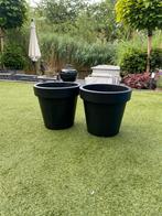 2 zwarte bloempotten zwart - nieuw, Kunststof, Minder dan 30 cm, Minder dan 60 cm, Rond