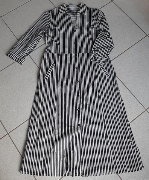 Mango Mt L gestreepte doorknoop (stretch) jurk, Kleding | Dames, Jurken, Zo goed als nieuw, Maat 38/40 (M), Blauw, Onder de knie