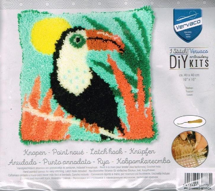 Cado vervaco knooppakket  kussen toekan, Hobby en Vrije tijd, Borduren en Borduurmachines, Nieuw, Overige typen, Ophalen of Verzenden