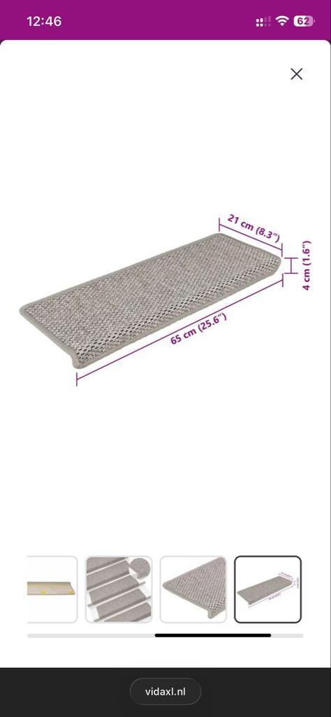 vidaXL Trapmatten zelfklevend sisal-look platinakleur, Huis en Inrichting, Stoffering | Tapijten en Kleden, Nieuw, Minder dan 50 cm