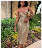 Zara Mesh Slip Midi Dress Gold Goud Metallic M NIEUW Jurk, Maat 38/40 (M), Galajurk, Overige kleuren, Nieuw