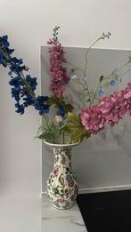 Antieke Vaas Delfts Blauw Stijl Bloemen en Vogels Decoratie, Ophalen