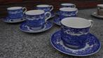6 kop en schotel Broadhurst blauw prachtstaat engels servies, Ophalen of Verzenden