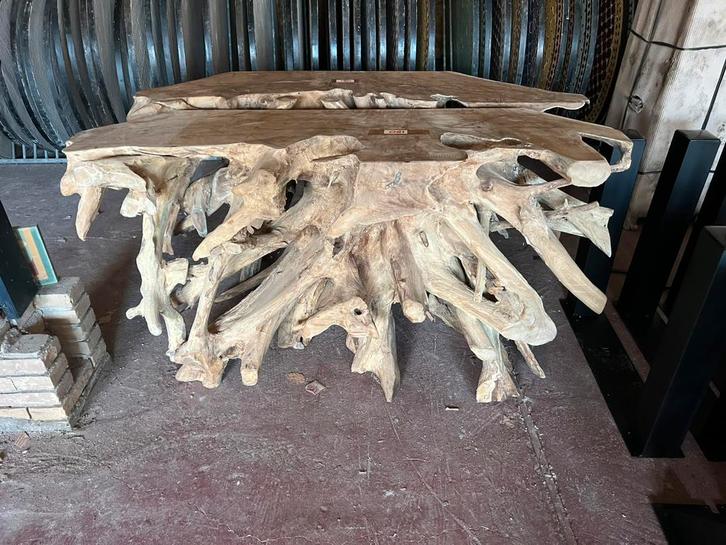 Prachtige sidetables van de wortel van de teak boom, Huis en Inrichting, Tafels | Sidetables, Nieuw, 25 tot 50 cm, 200 cm of meer