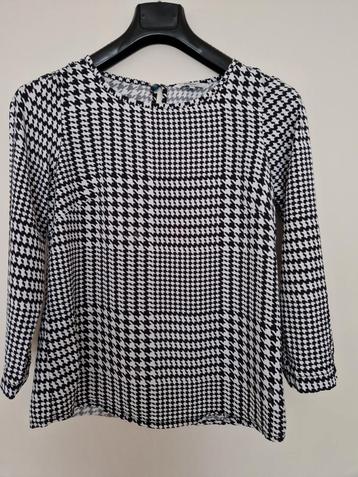 Sandwich Blouse - Zwart/Wit Geblokt - Maat 36 beschikbaar voor biedingen
