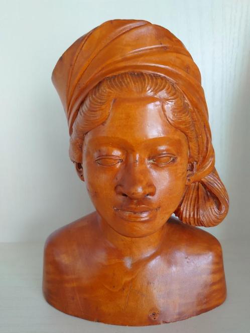 Buste Balinese schone/ houtsnijwerk/ jaren '50, Antiek en Kunst, Kunst | Beelden en Houtsnijwerken, Ophalen of Verzenden