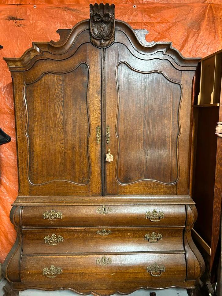 Antiek Eiken Kabinet - Blikvanger!, Huis en Inrichting, Kasten | Kledingkasten, Gebruikt, 150 tot 200 cm, 100 tot 150 cm, 50 tot 75 cm