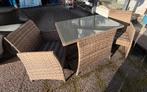 Stijlvolle Rattan Tuinset - Tafel + 2 Stoelen!, Kunststof, Gebruikt, Tuinset, Eettafel