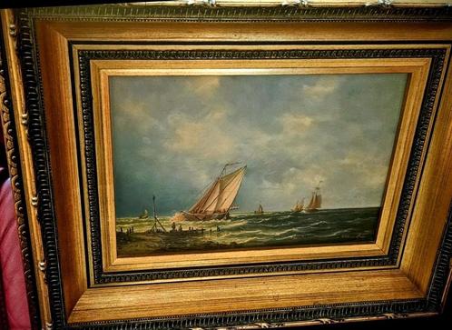 V D SALM ZEEGEZICHT MARITIEM HOLLANDS ANTIEK  EIKENPANEEL, Antiek en Kunst, Kunst | Schilderijen | Klassiek, Ophalen