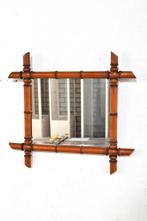 Antieke faux bamboo spiegel rond 1900 bamboe Frankrijk, Huis en Inrichting, Woonaccessoires | Spiegels, Verzenden, Gebruikt, Rechthoekig