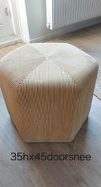 Gele poef ribfluweel zgan 35 hoog, Huis en Inrichting, Banken | Voetenbanken en Poefen, Ophalen, Minder dan 50 cm, Rond, Minder dan 50 cm