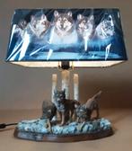 Bradford Exchange, tafellamp met wolvensculpturen, Ophalen, Zo goed als nieuw, Stof, Minder dan 50 cm