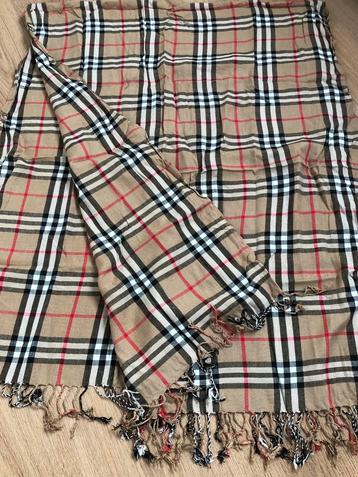 Pashminette viscose pashmina geruit ruitjes beige bruin  beschikbaar voor biedingen