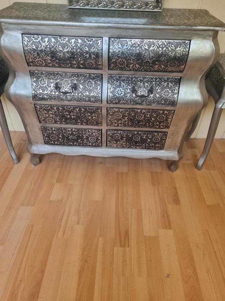 commode barok stijl zilverkleurig, Huis en Inrichting, Kasten | Ladekasten, Zo goed als nieuw, Minder dan 100 cm, 100 tot 150 cm