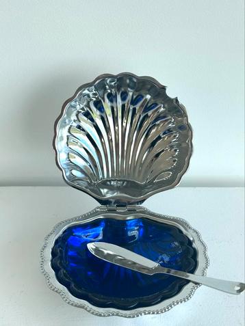 Vintage kaviaar boter schelp rvs schaaltje zilverkleurig  beschikbaar voor biedingen