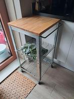 Keuken Trolley met Houten Blad en Metalen Frame, Ophalen of Verzenden, Gebruikt