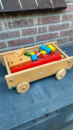 Blokkendoos wagen, Kinderen en Baby's, Speelgoed | Houten speelgoed, Ophalen, Gebruikt, Overige typen