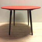 Vintage jaren 40 50 tafel rood vinyl Wohnhilfe, Gebruikt, 50 tot 100 cm, Overige materialen, Rond