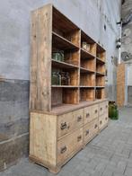 Grote Apothekerskast Hout | Vintage Apothekers Kast Laden B, Gebruikt, Metaal, Ophalen of Verzenden, Met lade(s)