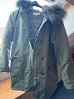 Groene winterjas met bontkraag, maat XL, Ophalen, Gedragen, Maat 46/48 (XL) of groter, Groen