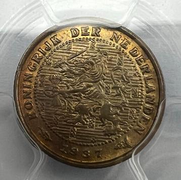 Nederland. Wilhelmina. 1/2 Cent 1937 PCGS MS65 BN* beschikbaar voor biedingen