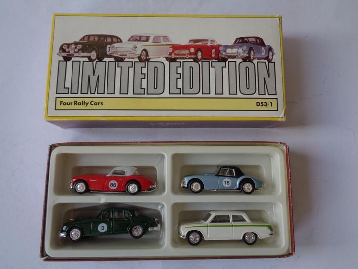 Oude Corgi Toys Four Rally Cars D53/1 in Doos, Limited, 1990, Hobby en Vrije tijd, Modelauto's | 1:43, Zo goed als nieuw, Auto