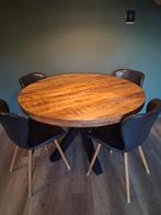 Ronde Mangohouten Eettafel - 120cm - Zo Goed Als Nieuw!, Huis en Inrichting, Tafels | Eettafels, Ophalen, Rond, Zo goed als nieuw