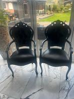 2 leren barok stoeltjes, Huis en Inrichting, Stoelen, Twee, Zwart, Hout, Ophalen of Verzenden