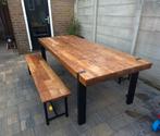 Eettafel en 2 banken, Huis en Inrichting, Ophalen, Gebruikt, 200 cm of meer, 50 tot 100 cm