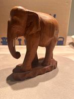 Houten Olifant Beeld - Handgesneden Decoratie, Antiek en Kunst, Ophalen of Verzenden