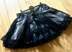 Gothic Lolita Rok Queen of Darkness wijd rijglint Maat M 38, Verzenden, Zwart, Zo goed als nieuw, Maat 36 (S)