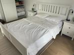 IKEA bed, mattress and side tables, Ophalen of Verzenden, Zo goed als nieuw, Tweepersoons