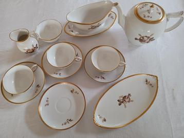 12 stuks Vintage Royal Copenhagen Brown Rose Gold Trim beschikbaar voor biedingen